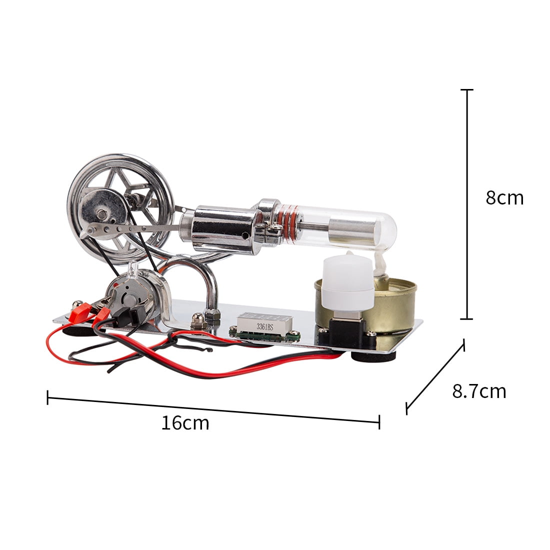 ENJOMOR γ-Type Hot Air Stirling Engine Model Kit - DIY Assembly with LED Generator, Alcohol-Powered, CNC Metal Construction Educational Science Gift for Physics Enthusiasts