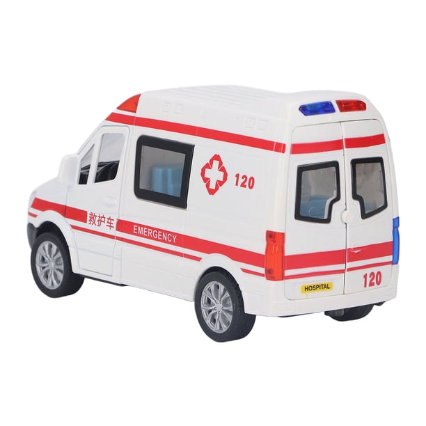 Coche De Tracción Hacia Atrás, Juego De Vehículos De Emergencia De aleación Con Luz LED Y Efectos De Sonido, Puertas Abatibles De Coche De Juguete De Metal,