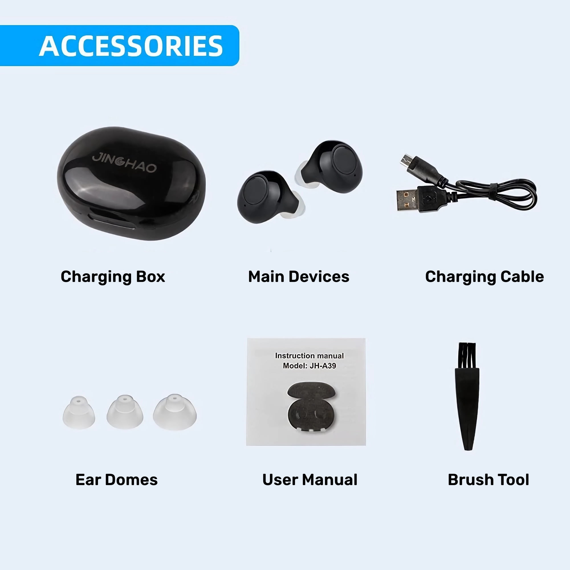 Jinghao Personal Sound Amplifier Product  for Ears for Seniors Adults with Rechargeable Charging
