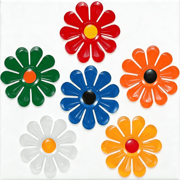 XIBUFE 6-Pack Metal Flowers Wall Decor,Metal Flower Sunflower Ornament Wall Art Hanging Decoration Garden Decor for Outside/Indoor/Patio,Fence Decorations Outdoor [Multicolor]