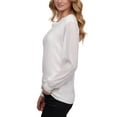 thumbnail image 2 of DKNY Womens Ivory Sequined Pouf Sleeve Crew Neck Wear To Work Sweater M, 2 of 3