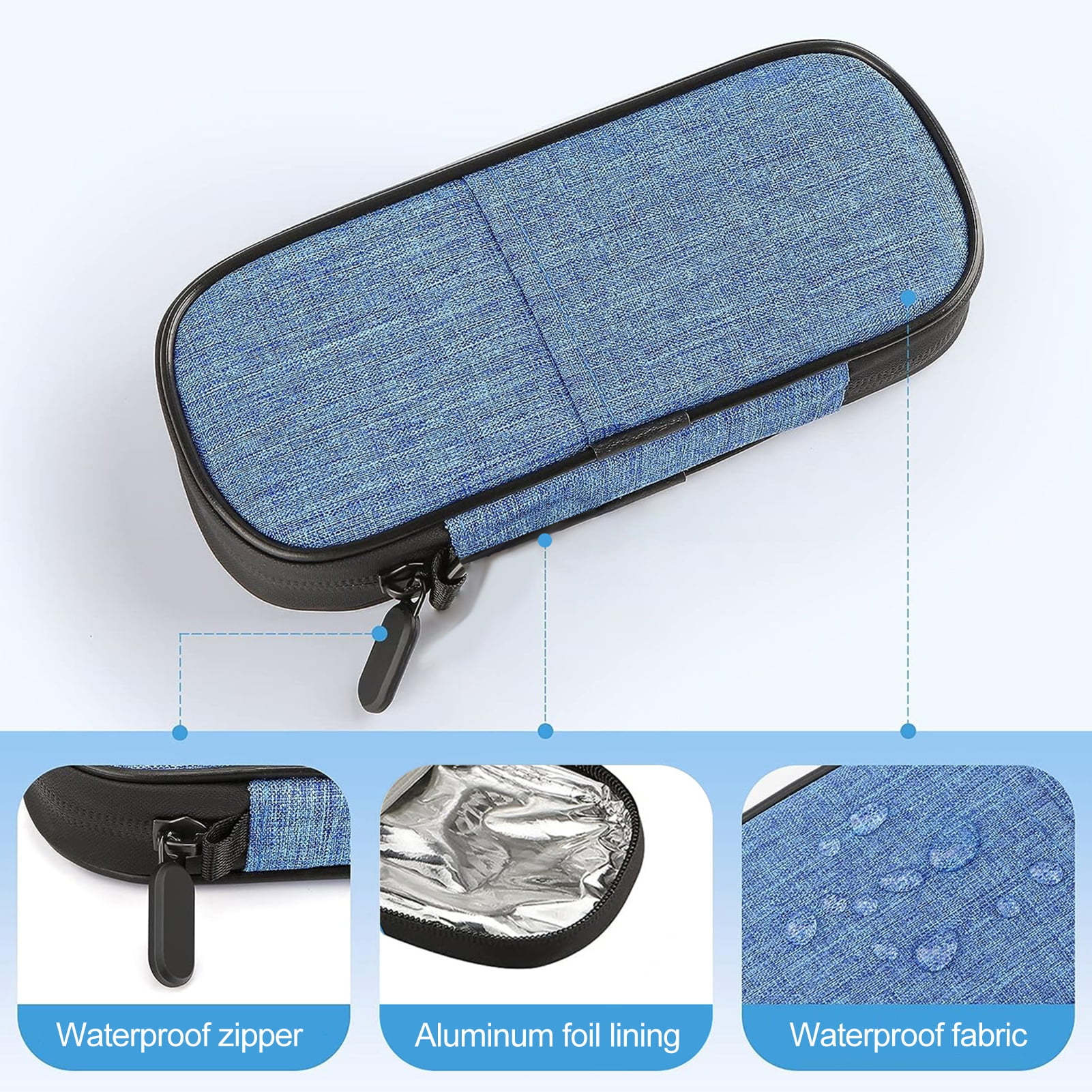 Opvise Portable Insulin Cooler Bag with Thermal Insulation, 2 Interior Pockets, Waterproof Triple-Layer Design for Travel Medication Storage Purple