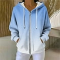 thumbnail image 2 of Fleece Pullover Women's Gradient Print Hooded Sweatshirt, Drawstring Zip Up Hoodie with Pockets, Casual Winter Fleece Lined Warm Comfy Soft Sweatshirts Hoodie Jacket, 2 of 9