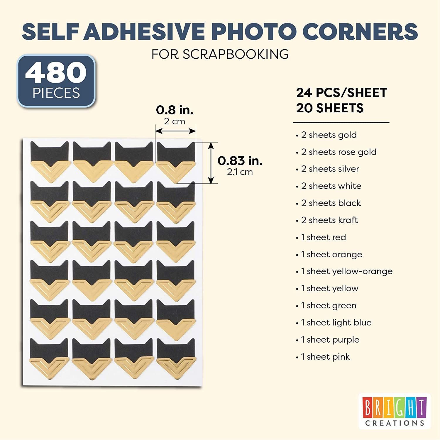 SelfAdhesive Photo Corners for Scrapbooking Silver, 480 Pack Photo