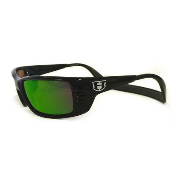 Hoven Meal Ticket Black Gloss/Green Chrome Polarized Sunglasses