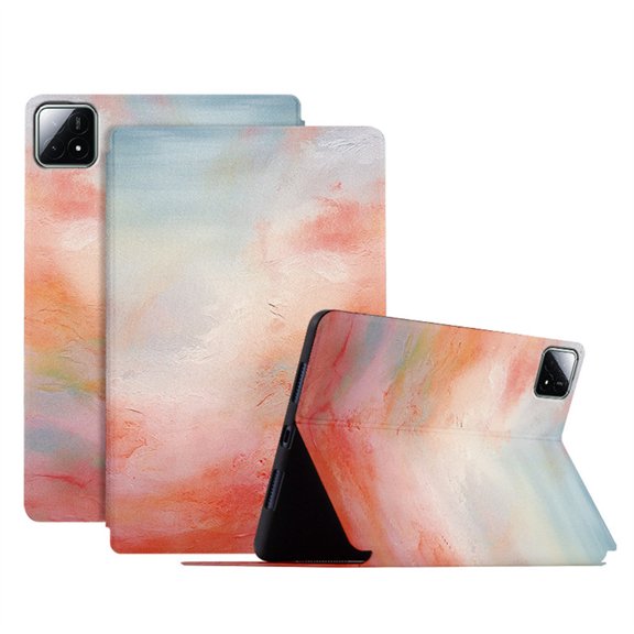 Ultra Thin for Xiaomi Pad 6S Pro 12.4 Case 12.4" Multi-Angle Viewing Stand Tablet Case TPU   PU Leather Kickstand Case[Oil painting series]- 02