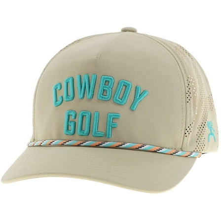 Hooey Mens Cowboy Golf Logo Adjustable Snapback Trucker Cap Hat, Tan