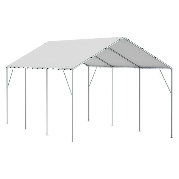 Heavy-Duty 10x20 FT Waterproof Carport Canopy Cover, UV Resistant Shelter Tarp with 40 Ball Bungees for Secure Fit (Top Cover Only, Frame Not Included)