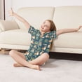 thumbnail image 3 of FORMRS Niños Short Sleeve Top and Pants Pajama Set Unisex Satin 2-Piece Sleepwear, Sizes 5-6Y, Blue Cartoon Dog Pattern, 3 of 8
