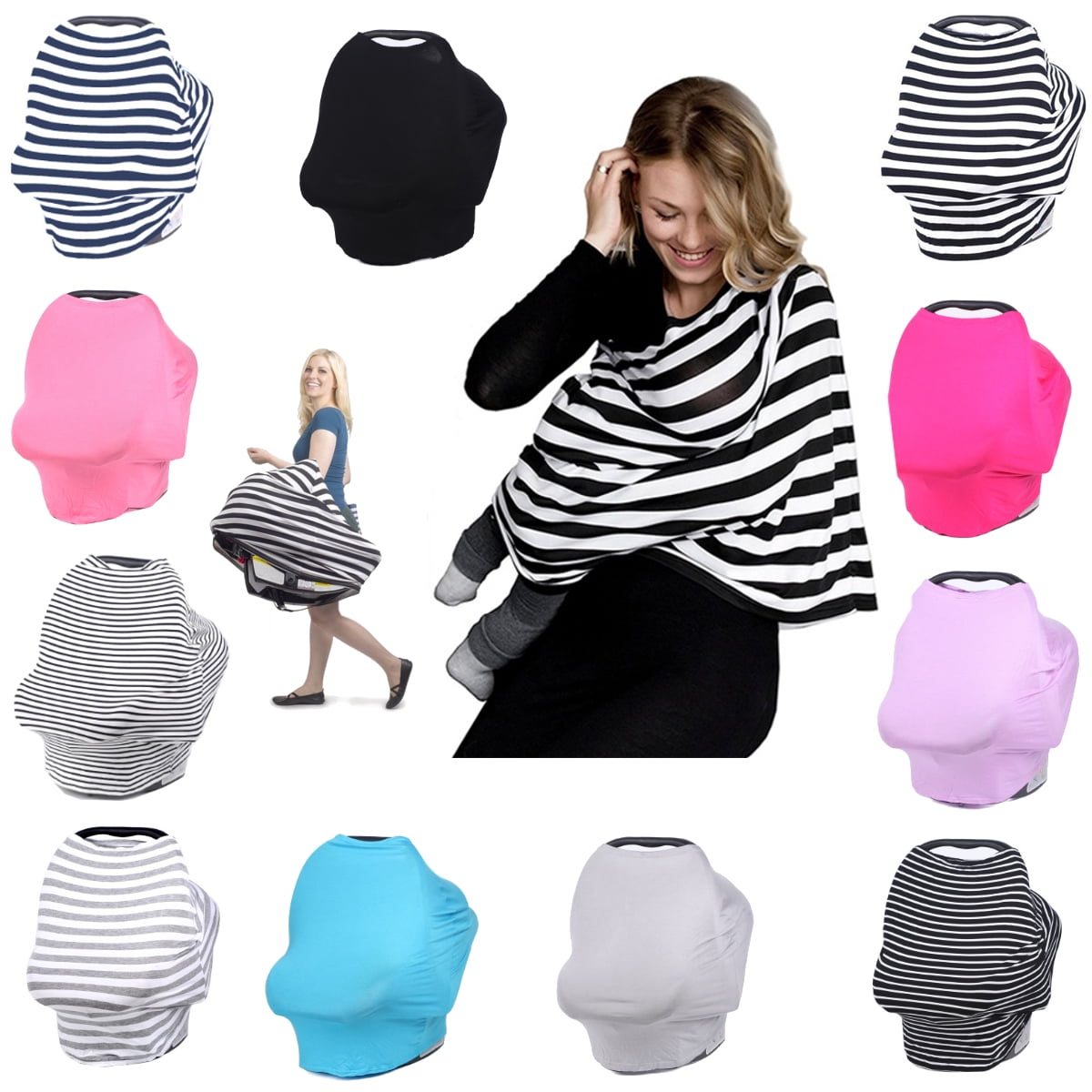 Multi-Use Nursing Cover and Infinity Scarf Palmera Baby Car Seat & Shopping Cart Cover Stretchy Cart and Highchair Covering Cotton Breastfeeding Covers & Scarves Car Seat Cover & Canopy 