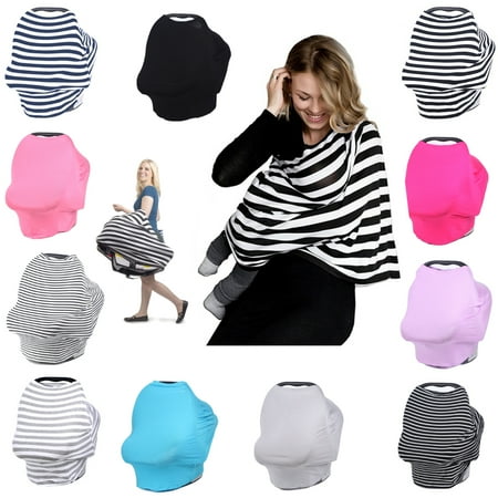Nursing Breast Feeding Cover, Multi-Use Stretchy Infinity Scarf Shopping Baby Car Seat Canopy Shopping Cart, Stroller, Carseat Covers for Girls and Boys