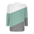 thumbnail image 5 of Olyvenn Long Sleeve Cotton Linen Shirts for Women Color Block Drop Shoulder Tops Round Neck Summer Blouses Dressy Casual Comfy Tees Green XXL, 5 of 5