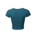thumbnail image 3 of A2Y Women's Basic Solid Printed Scoop Neck Cap Sleeve Fitted Crop Rayon Top Tee Shirt Teal L, 3 of 3