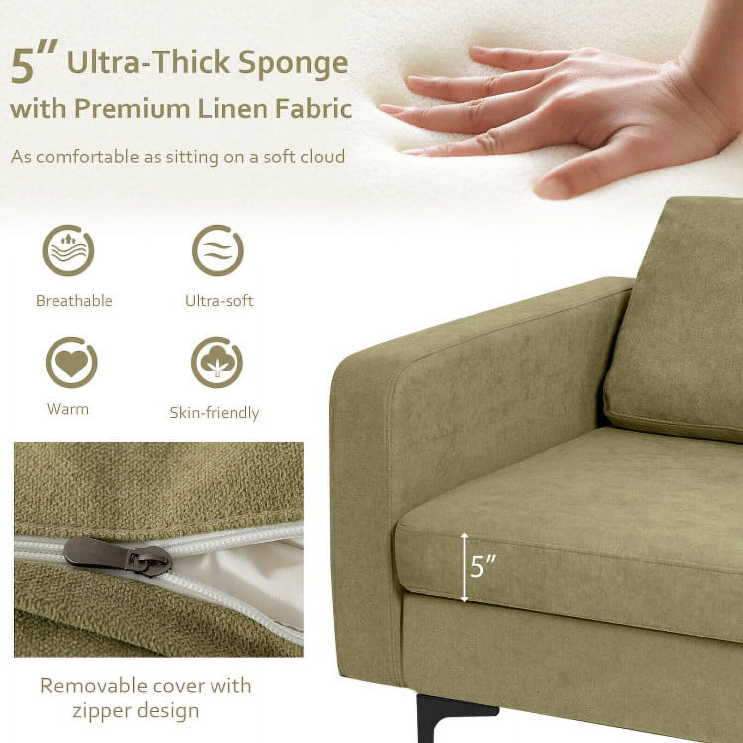 Finihen Upholstered Accent Armchair, Modern Accent Armchair with Side Storage Pocket, for Living Room, Bedroom, Green