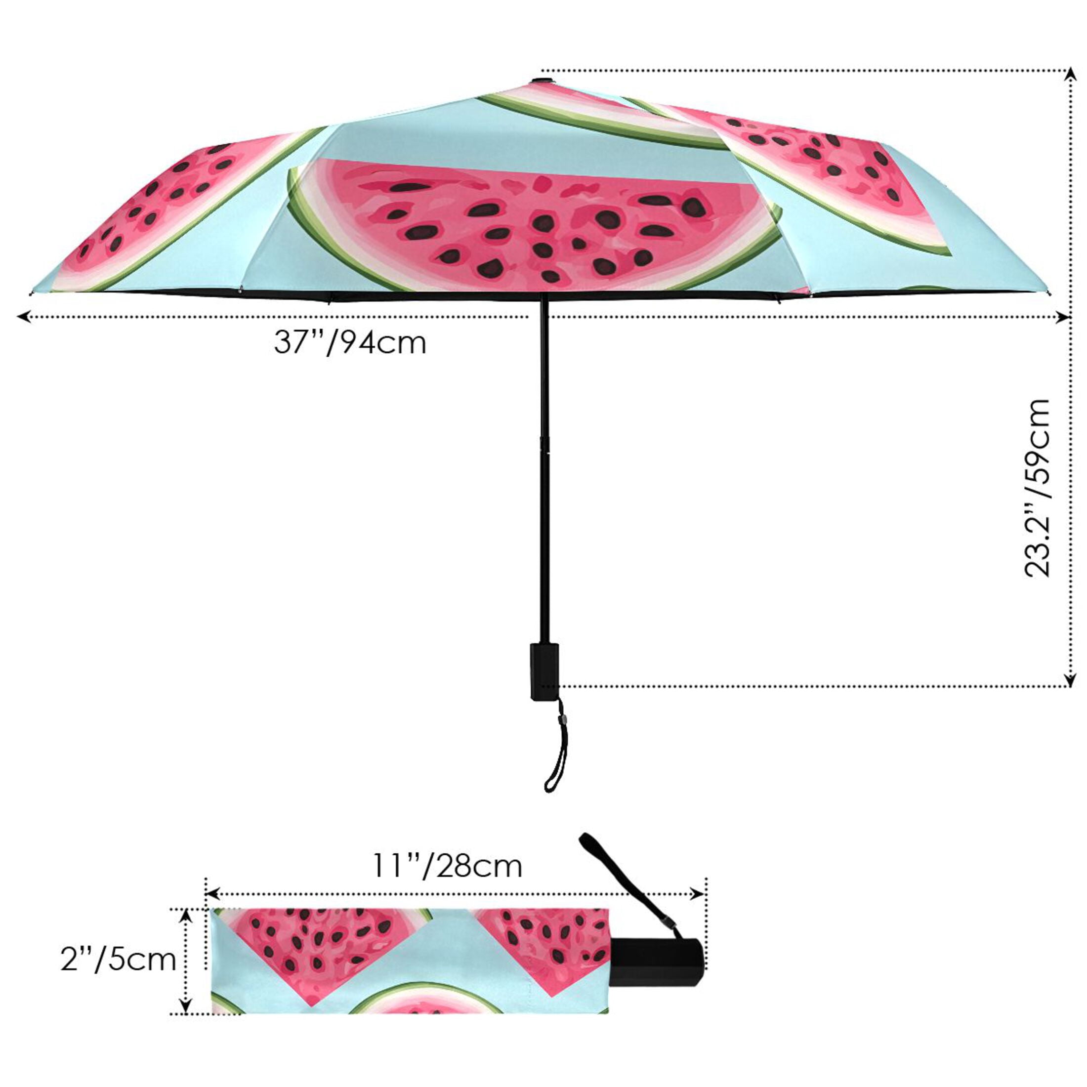 ALAZA Watermelons UPF 50+ Compact Folding Umbrella for Rain Travel Umbrella Packable