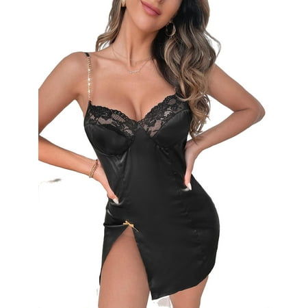 

Sexy Cami Slip Dress Sleeveless Black Women s Night Dress (Women s)