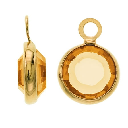 - SWAROVSKI ELEMENTS Gold Plated Channel Crystal Charm Topaz 10mm (8)
