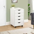 thumbnail image 3 of PetFurnishn  Home Office File Cabinets Wooden File Cabinets for Home Office Lateral Cabinet Wood Cabinet Mobile Mobile Storage Filing Storage Drawer White 5 Drawer, 3 of 18