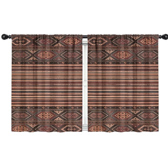 Blackout Kids Curtains,Brown Boho Tribal Hexagons and Stripes Pattern Childrens Insulated Curtains Set Of 2,Bedroom Essentials,Toddler Room Decor 42x54in(106x137cm)