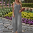 thumbnail image 2 of TINZ Womens Jumpsuits Overalls Button V Neck Sleeveless Wide Leg Long Pant Solid Color Rompers With Pockets Long Sleeve Turtle Neck plus Size Jumpsuit for Women, 2 of 7