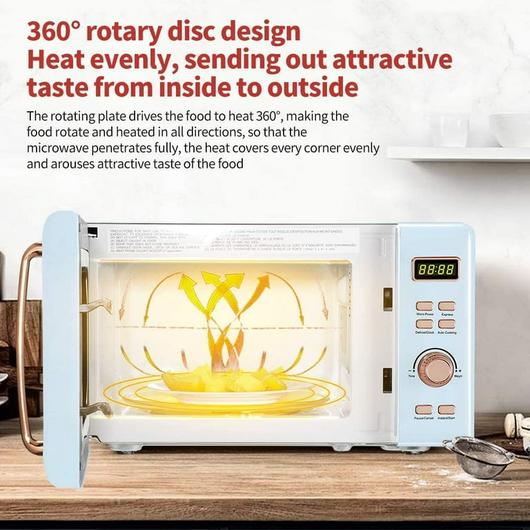 JOY Kitchen Compact Countertop Microwave Oven with LED Display, 6  Auto-Preset Menus, Child Lock, Defrost & Express Cooking Features, 0.7 Cu.  Ft. 700W