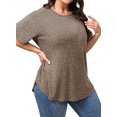thumbnail image 4 of Fantaslook Womens Plus Size Tops Crewneck Short Sleeve Shirts Casual Loose Tunic Tops Curved Hem Summer Blouses, 4 of 7