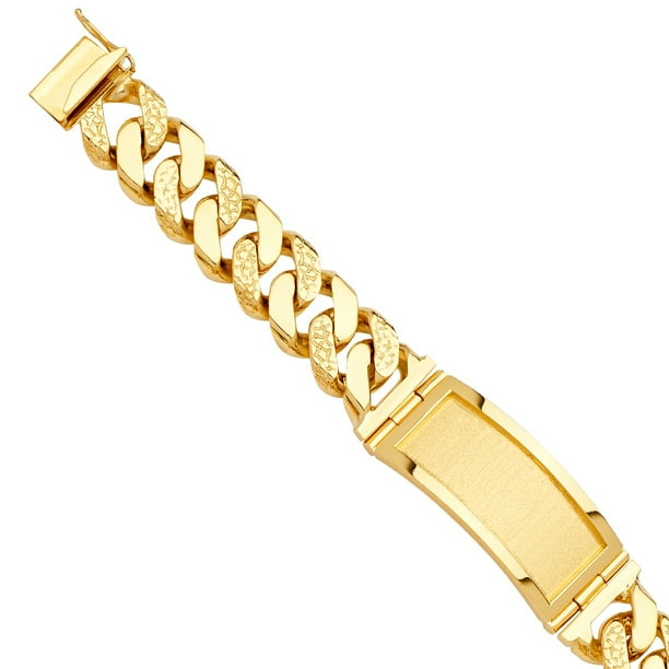 Jewelry 14k Yellow Gold Solid Link ID Bracelet Jewelry Gifts for