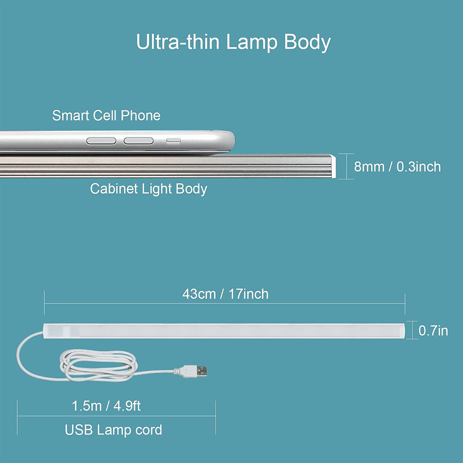 JJEAN-17 Inch Under Cabinet Lights with Hand Wave Sensor, Dimmable, Plug in LED Under Counter Lighting for Kitchen Cabinet, Cupboard, Closet, Workbench, Desk, Cool White 6000K