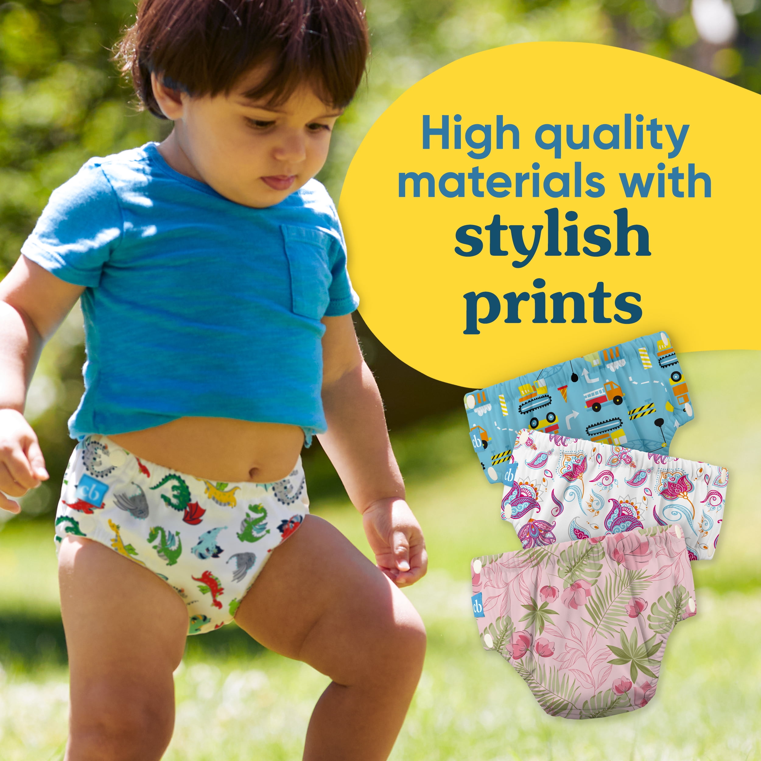 Charlie Banana Reusable Training Pants Snaps Multi-Color Cotton Bliss Size XL (28-41 lbs) 1 Pack
