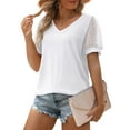 thumbnail image 3 of MOSHU Summer Womens Tops Dressy V Neck Blouses for Women Swiss Dot Puff Sleeve Shirts, 3 of 9