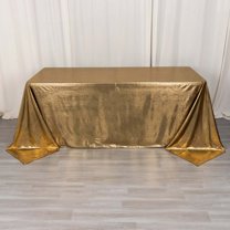 Efavormart 90"x132" Shiny Antique Gold Round Polyester Tablecloth With Shimmer Sequin Dots