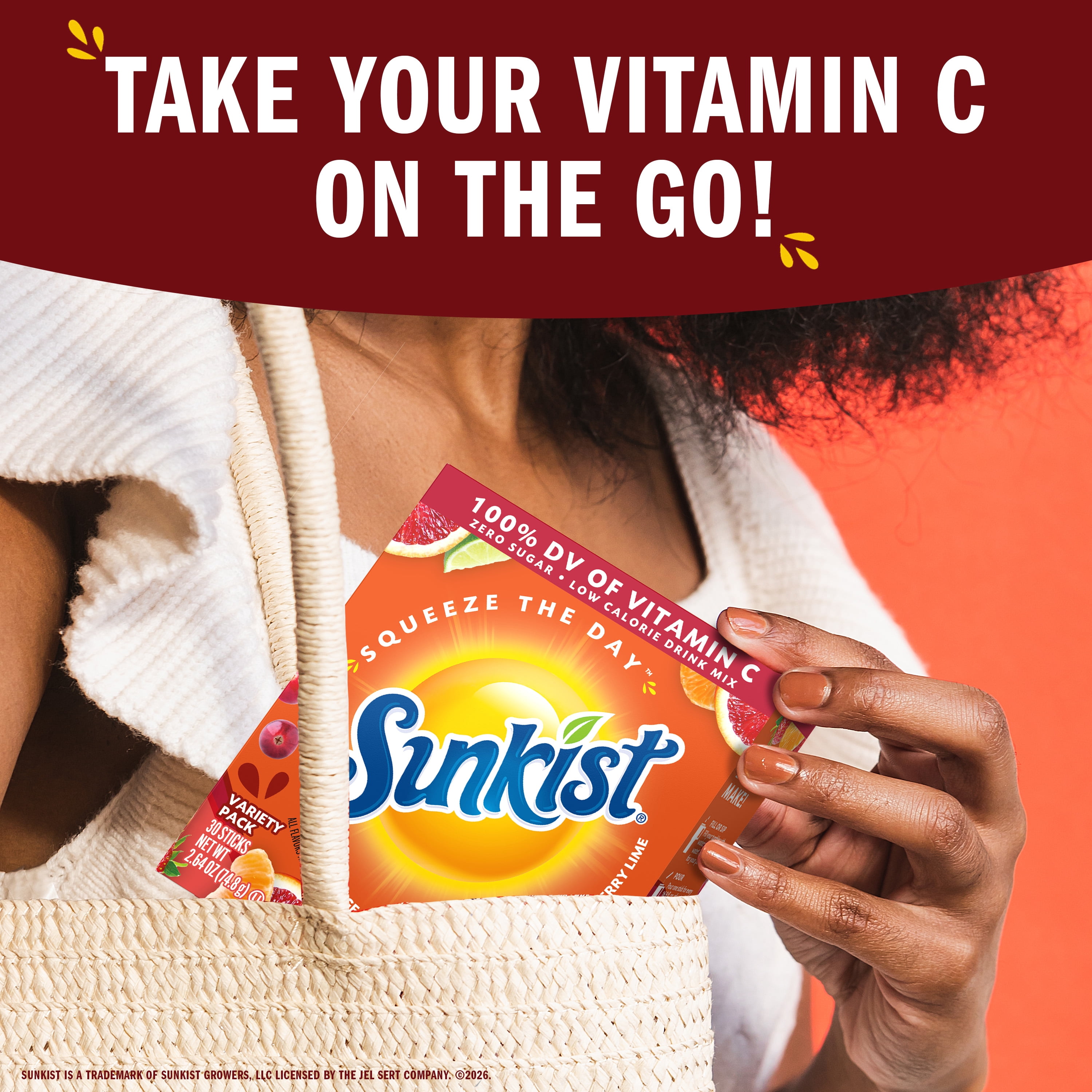 Sunkist Soda Flavors, Singles to Go Powdered Drink Mix Variety Pack, 30 Count Packets