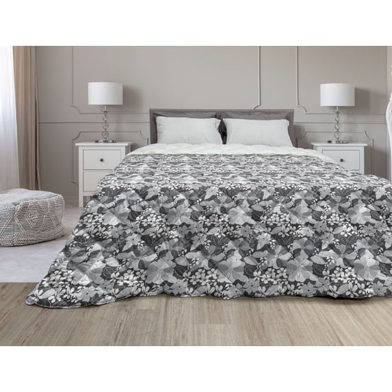 Abstract Down Alternative Comforter, Bullseye Circles with Dots Lines Geometric Illustration Retro Design Inspirations, Microfiber Quilt for All Season, 5 Sizes, Multicolor, by Ambesonne