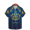 thumbnail image 1 of Wancir Chemises pour Hommes en Solde, Chemise Décontractée Imprimée Hanukkah à Manches Courtes, Boutonnée, Col à Revers, 1 of 5