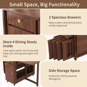 Folding Drop Leaf Dining Table Set with 4 Chairs, Space Saving for Small Spaces, Walnut 51 Inch