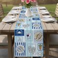 thumbnail image 4 of Summer Ocean Table Runner 70 Inches, Blue Coastal Fish Food Wine Crab Sailboat Bed Runner Dresser Scarves Tabletop for Indoor Outdoor Parties/Ceremony/Banquet, 13" x 70", 4 of 9