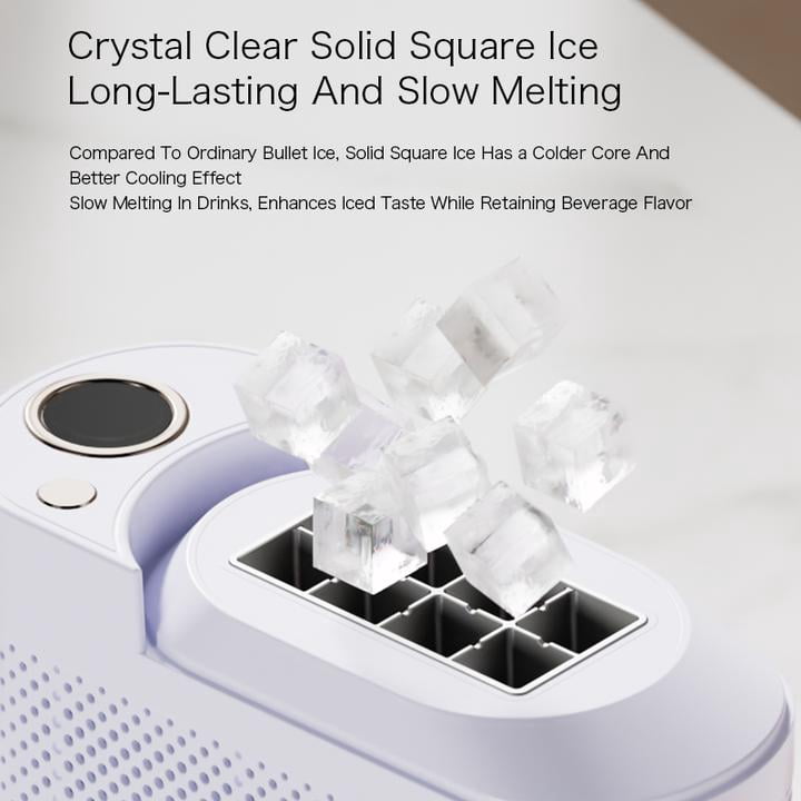 Countertop Portable Small Mini Ice Makers - 8 Ice Cubes Ready in 15 Mins, DIY Ice Making & Easy Ice Release, Suitable for Home, Kitchen, RV & Camping(Purple)