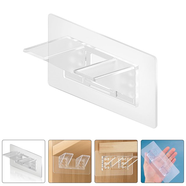 HEANUJJ 10Ud Clips Transparentes De Soporte Para Repisas De Gabinete Con Instalación Sin Taladro