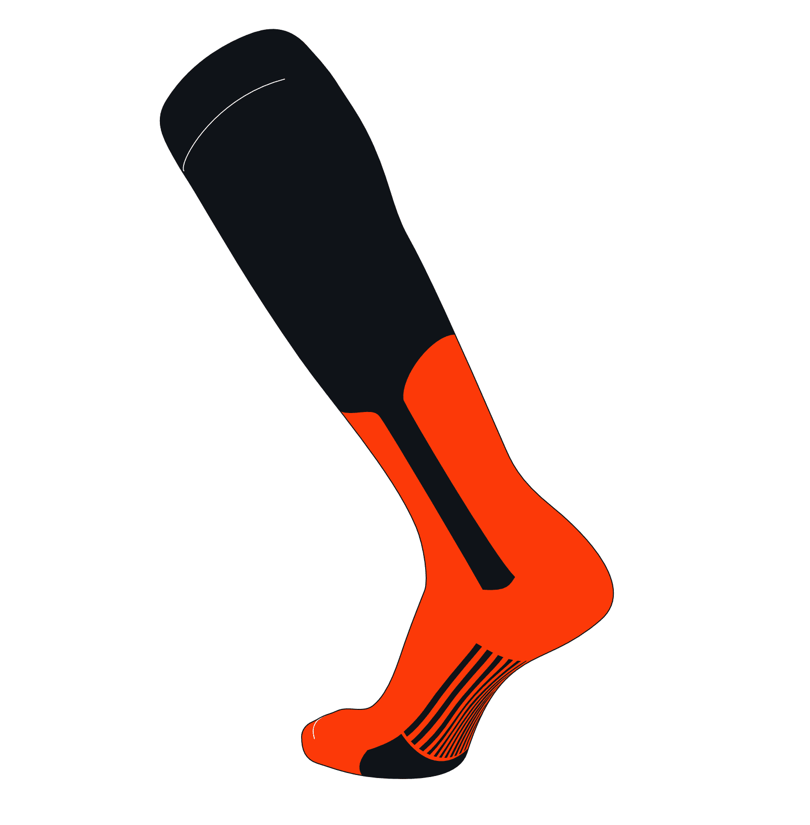 TCK TCK Elite Baseball Knee High Stirrup Socks (A, 9in) Black, Orange