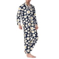 thumbnail image 2 of Balery Daisy Floral Pijama para Hombre de Dos Piezas con Manga Larga, Conjunto de Dormir y Descanso Suave con Bolsillos-Medium, 2 of 7