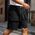 thumbnail image 2 of cllios Men's Hiking Shorts Elastic Waist Drawstring Multi Pockets Quick Dry Cargo Shorts for Camping Fishing Outdoor Black L, 2 of 10