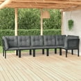 thumbnail image 1 of vidaXL 6 Piece Garden Lounge Set Black and Grey Poly Rattan, 1 of 5