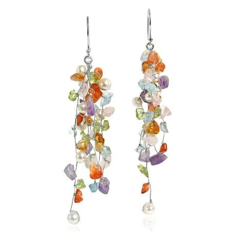 Aeravida Cly Cer Multi Colored Cultured Freshwater Pearl Cly Cer Multi Colored Cultured Freshwater Pearl Long Dangle Earrings