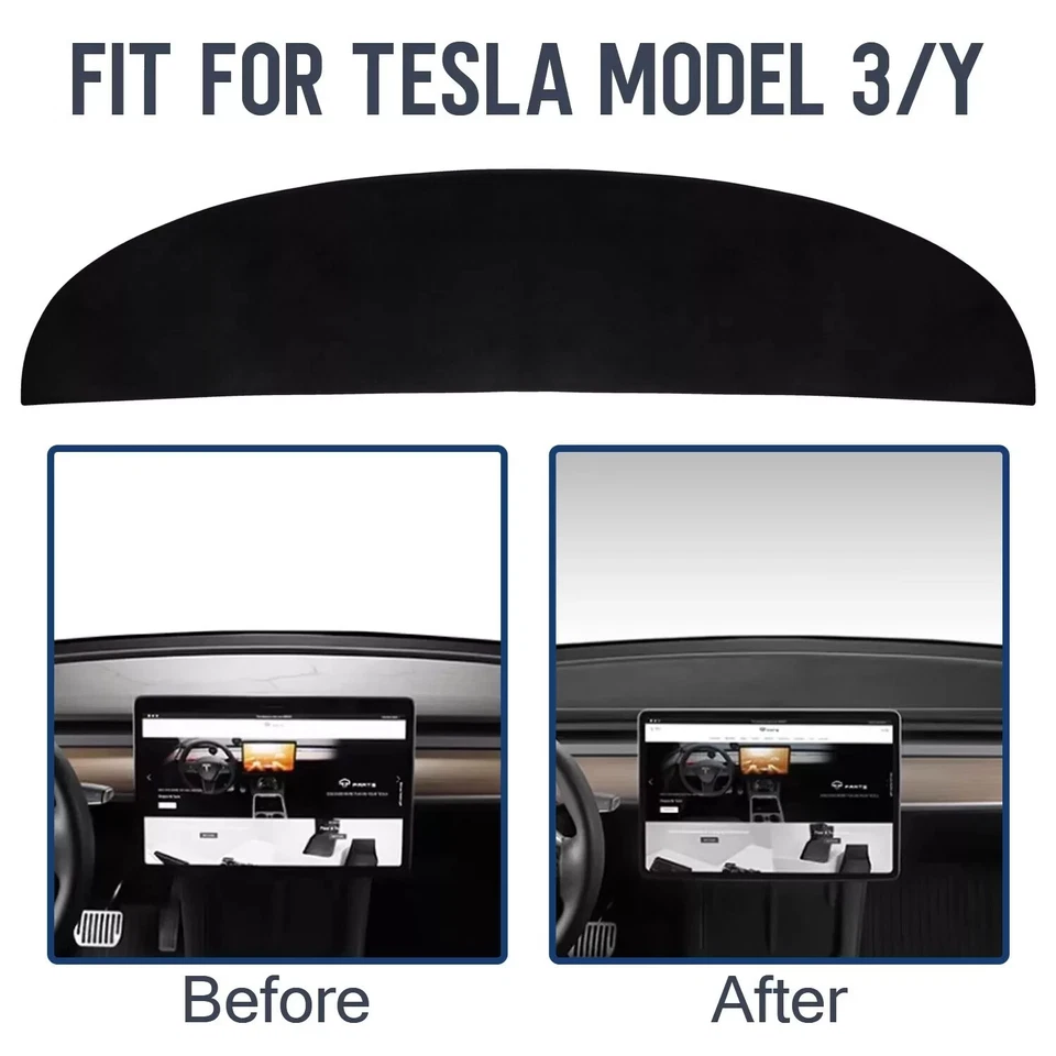LUOLAX Flannel Dashboard Cover Pad Dash Mat for Tesla Model 3/Y Dashboard Interior Deco