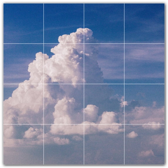 Picture-Tiles.com: Clouds Ceramic Tile Wall Mural WAL500368-44L. 32"W x 32"H using (16) 8" x 8" Ceramic Tiles-Satin Finish