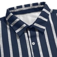 thumbnail image 5 of Men's Summer Striped Flannel Collar Short Sleeve Button Up Shirt Casual Beach Shirt Tops for Vacation Golf Fishing Loose Fit Modern Fashion Essential | AESTIVO,Navy 2XL, 5 of 8