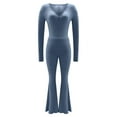 thumbnail image 4 of Conjunto de entrenamiento de 2 piezas para mujer: top corto de manga larga y pantalones de yoga con vuelta, conjunto de fitness a juego, 4 of 5