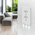 thumbnail image 3 of LED Night Light Outlet Wall Plate, 2 Pack, Easy to Install, Rectangular Hole, White, 3 of 5