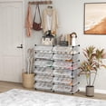 thumbnail image 3 of Giantex 12-Compartment Shoe Rack, Stackable Shoe Unit Box Organizer with Doors, Space Saving Modular Rectangular Cube Storage, 3 of 8