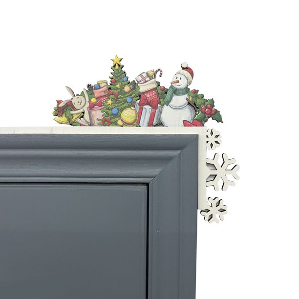 Christmas Door Frame Decoration Santa Claus Wooden Ornament Elk Xmas Decor